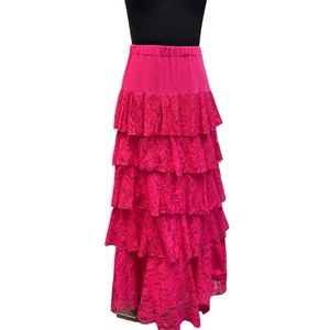 Hot Pink Lace Maxi Skirt